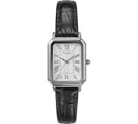Timex - TW2Y00800 - Trend Montre pour Femme avec Bracelet en Cuir Noir, Cadran Blanc, Boîtier Argenté 21 mm