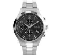 Timex - TW2Y01400 - Trend Montre pour Homme avec Bracelet en Acier Inoxydable Argenté, Cadran Noir, Boîtier Argenté 16 mm