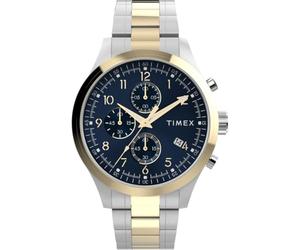 Timex - TW2Y01500 - Trend Montre pour Homme avec Bracelet en Acier Inoxydable Bicolore, Cadran Bleu, Boîtier Bicolore 43 mm