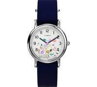 Timex - TW2Y30800 - Peanuts Montre pour Homme avec Bracelet en Tissu Bleu, Cadran Blanc et Boîtier Argenté 31 mm