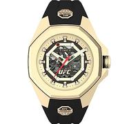 Timex UFC Street Montre mécanique pour hommes, 45 mm, bracelet en polyuréthane noir, cadran doré, boîtier doré TW2V86500