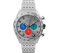 Timex Waterbury Chronograph TW2V42400 Montre 41 mm pour Homme, avec Bracelet en Acier Inoxydable et Cadran argenté