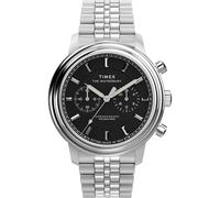 Timex Montre Waterbury Metropolitan 41 mm pour homme - Bracelet en acier inoxydable - Cadran noir - Boîtier en acier inoxydable