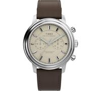 Timex Waterbury Metropolitan Montre pour homme 41 mm - Bracelet marron cadran crème et boîtier en acier inoxydable