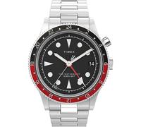 Timex Waterbury Montre pour hommes, 39 mm, bracelet en acier inoxydable, cadran noir, boîtier en acier inoxydable TW2W22700