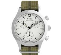 Timex Weekender New England Montre chronographe pour homme 40 mm - Vert glissant à double couche Cadran blanc Boîtier en acier inoxydable