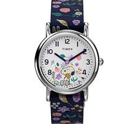 Timex Weekender TW2V45900 Montre à Quartz avec Cadran Blanc et Bracelet Bleu à Fleurs, 31 mm