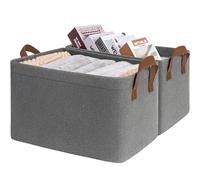 TIMEYARD Boîte de rangement 2-Pack, Panier de rangement 30L, Organisateur de placard, Panier pour salle de bain, Étagère, Bureau, Salle de bain, Panier à linge pliable, Panier de rangement