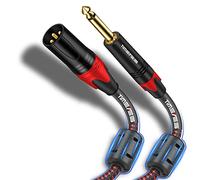 TIMEYES Câble audio asymétrique TS vers XLR mâle - 7,5 m - Prise TS mâle 6,35 mm vers XLR mâle à 3 broches - Câble de microphone XLR vers quart de pouce - Câble patch jack 1/4 vers XLR - 7,5 m