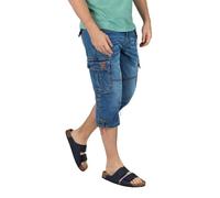 Timezone 3/4 Shorts en Jean Stretch & Poches, Couleurs:Bleu-3, Taille:31W