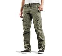 Timezone BenitoTZ Benito Pantalon cargo pour homme avec ceinture en tissu, Light Tank Green, 38W x 34L