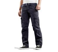 Timezone BenitoTZ Benito Pantalon cargo pour homme avec ceinture en tissu, Total Eclipse, 33W x 34L