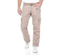 Timezone BenitoTZ Pantalon cargo pour homme Coupe ample Pantalon cargo Ceinture en tissu 100 % coton Basic Poches, Beige pierre (2202), 38W x 34L