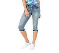 Timezone Femmes Bermuda Slim Enyatz 3/4 - Mi Taille - Fit - Bleu W25-W33 Str