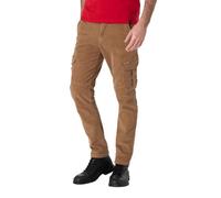 Timezone Hose Cargo Homme Coupe Slim Poches Rabat Mélange Coton Extensible, Couleurs:Marron, Taille de Pantalon:33W / 32L, Longueur de Jambe:L32