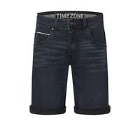 Timezone Shorts en Jean Denim pour Hommes avec Impression sur la Ceinture et Poche de décoration, Couleurs:Noir, Taille:30W
