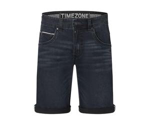 Timezone Shorts en Jean Denim pour Hommes avec Impression sur la Ceinture et Poche de décoration, Couleurs:Noir, Taille:30W