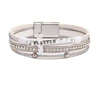 TIMFROZ Bracelet en cuir tressé multicouche avec croix pour femme, bracelet religieux, fête des pères, anniversaire, bijoux cadeaux pour homme, 19,1 cm, boucle en acier inoxydable, 7.5", 1, Pas de