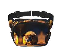 Timid Hedgehog Sac banane carré double couche avec sangle réglable pour activités de plein air, noir, taille unique, Noir , Taille unique