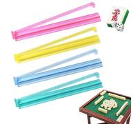TIMIFUN Lot de 4 Supports de Mahjong avec poussoirs, en Acrylique Transparent, pour Mahjong américain, Accessoires Multifonctions pour Jeux de société et Dominos (Regular Size)