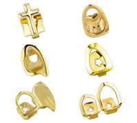 TIMIFUN Lot de 6 fausses grilles en or plaqué 18 carats, style hip-hop punk, amovibles en haut et en bas, pour hommes et femmes, accessoires de rappeur hip-hop (Gold)