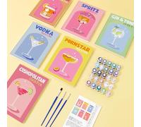 TIMIFUN Lot de 6 kits de peinture par numéros de cocktail rétro, kits de peinture pour débutants sur toile colorée, kit de peinture à l'huile acrylique et à l'aquarelle