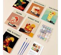 TIMIFUN Lot de 6 Kits de Peinture par numéros de Cocktail rétro, Kits de Peinture pour débutants sur Toile colorée, kit de Peinture à l'huile Acrylique et à l'aquarelle