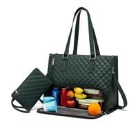 TIMIFUN Sac fourre-tout 2 en 1, sac à lunch isotherme et étanche, grand sac fourre-tout de travail avec compartiment à lunch, sac à main de travail pour affaires et bureau