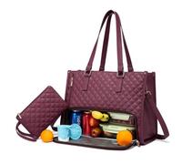 TIMIFUN Sac fourre-tout 2 en 1, sac à lunch isotherme et étanche, grand sac fourre-tout de travail avec compartiment à lunch, sac à main de travail pour affaires et bureau