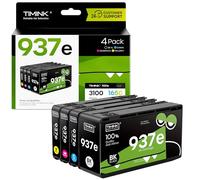 Timink Cartouches 937XL (avec Puce) compatibles avec HP 937E et 937 XL compatibles pour HP OfficeJet 9110b, 9130b, 9120b, 9117b, 9720, 9730(4 Pack)