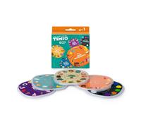 TIMIO Disc Set # 1 : 5 disques Audio pour Le Lecteur TIMIO | Apprendre Les Couleurs, Les Animaux Sauvages, Les Instruments de Musique, 96 comptines Vol. 1, Les Parties du Corps | 8 Langues incluses |