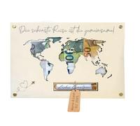 Timisea Carte du monde en bois personnalisée pour mariage - Cadeau créatif de mariés - 30 x 20 cm avec gravure