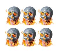 Timisea Lot de 6 bûches de feu en forme de crâne humain en céramique pour cheminée intérieure et extérieure, foyers d'Halloween pour feu de camp, barbecue, cheminées