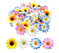 TIMJJG 100pcs Petites Marguerites, Fleurs artificielles de Marguerite Gerbera, décorations de Bricolage, Fausses Fleurs, pour Mariage, fête, décoration d'anniversaire (4 Couleurs)