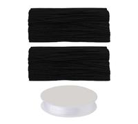 TIMJJG 2 Rouleaux De Fil De Bracelet Noir Et 1 Rouleau De Corde Élastique, Fil De Bracelet Durable, Fabrication De Collier De Bracelet Coloré, Accessoires De Bijoux Faits À La Main.