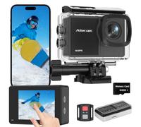 TIMNUT Caméra Sport 4K 60FPS Écran Tactile, Caméra d'action Étanche 40M WiFi 48MP EIS Zoom 8X, Carte SD 64G, 2 Batteries 1350mAh, Télécommande 2.4G, Kit Accessoires Vélo Moto
