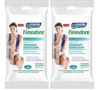 Timodore, Lingettes Nettoyantes Hygiénisantes, Spécifiques pour Nettoyer les Pieds Fatigués et Chauds Grâce à l'Extrait de Thym, 100% Made in Italy, Dermatologiquement Testé, 15 unités (Lot de 2)