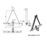 Timon avec boule pour attelage trois points pour tracteur 54 cm Cat. 1