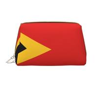 Timor-Leste République Démocratique Zip Cuir Sac de maquillage étanche portable pour la maison Voyage Organisation des articles de toilette divers, Blanc, Taille unique, Blanc, En storlek