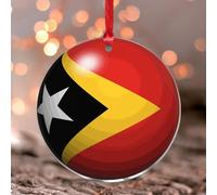 Timor oriental _ Pendentif de fenêtre drapeau national cadeaux nautiques rond ornement souvenir Amérique latine pays hispanique européen Asie Afrique drapeaux acrylique boule de Noël art mural cadeau