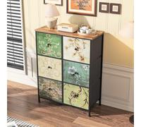 TIMORWTF Commode à 6 Tiroirs en Tissu,Commode Chambre Adulte Armoire Tiroirs avec Plateau Bois et Cadre Métal,Meuble de Rangement pour Chambre d’Enfant, Salon et Couloir