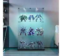 TIMORWTF Vitrine en Verre avec Lumières LED,Armoir EE Vitrine Moderne avec 3 Étagères et 2 Porte,vitrine Murale pour Collection,pour Chambre,Salon et Salle à Manger,123x78.5x35cm, Noir
