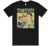 Timothee Chalamet Homage Mens T-Shirt Casual Cotton Unisex Black Tees Size L