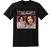 Timothee Chalamet Vintage T-Shirt Men Retro 90s Cotton TV Tee Men's Unisex Tee Black Manches Courtes(Medium)