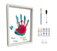 TIMOUCH - Kit d'Empreintes Familiales - Cadre en bois 4 empreintes - Blanc - Souvenir personnalisable - Peintures Non Toxiques - Cadeau famille - Bébé - Naissance - Parents - Grands-parents - Amis