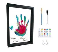 TIMOUCH - Kit d'Empreintes Familiales - Cadre en bois 4 empreintes - Noir - Souvenir personnalisable - Peintures Non Toxiques - Cadeau famille - Bébé - Naissance - Parents - Grands-parents - Amis