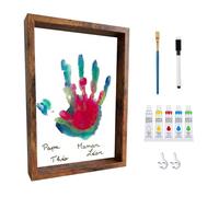 TIMOUCH Kit Empreintes Famille avec Cadre en Bois - Souvenir Personnalisable à Créer - Peintures Acryliques Non Toxiques - Cadeau Naissance, Parents, Grands-Parents, Bébé