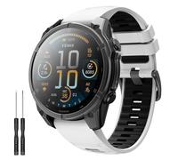 TiMOVO 22mm Bracelets pour Garmin Fenix 8 47mm/E 47mm/7 Pro/7/6 Pro/6/5 Plus/Forerunner 965/955/945/935/Approach S6 Watch Band en Silicone Souple Wristband Flexible pour Remplacement Montre,Blanc Noir