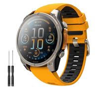 TiMOVO 22mm Bracelets pour Garmin Fenix 8 47mm/E 47mm/7 Pro/7/6 Pro/6/5 Plus/Forerunner 965/955/945/935 Watch Band en Silicone Souple Wristband Flexible pour Remplacement Montre, Orange Noir