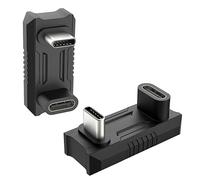 TiMOVO 2PCS Adaptateur USB-C 180 Degrés, Connecteur Mâle vers USB-C Femelle en Forme de U Supportan140W de Charge Rapide, pour Legion Go, Steam Deck, Switch, Ordinateur Portable, Noir